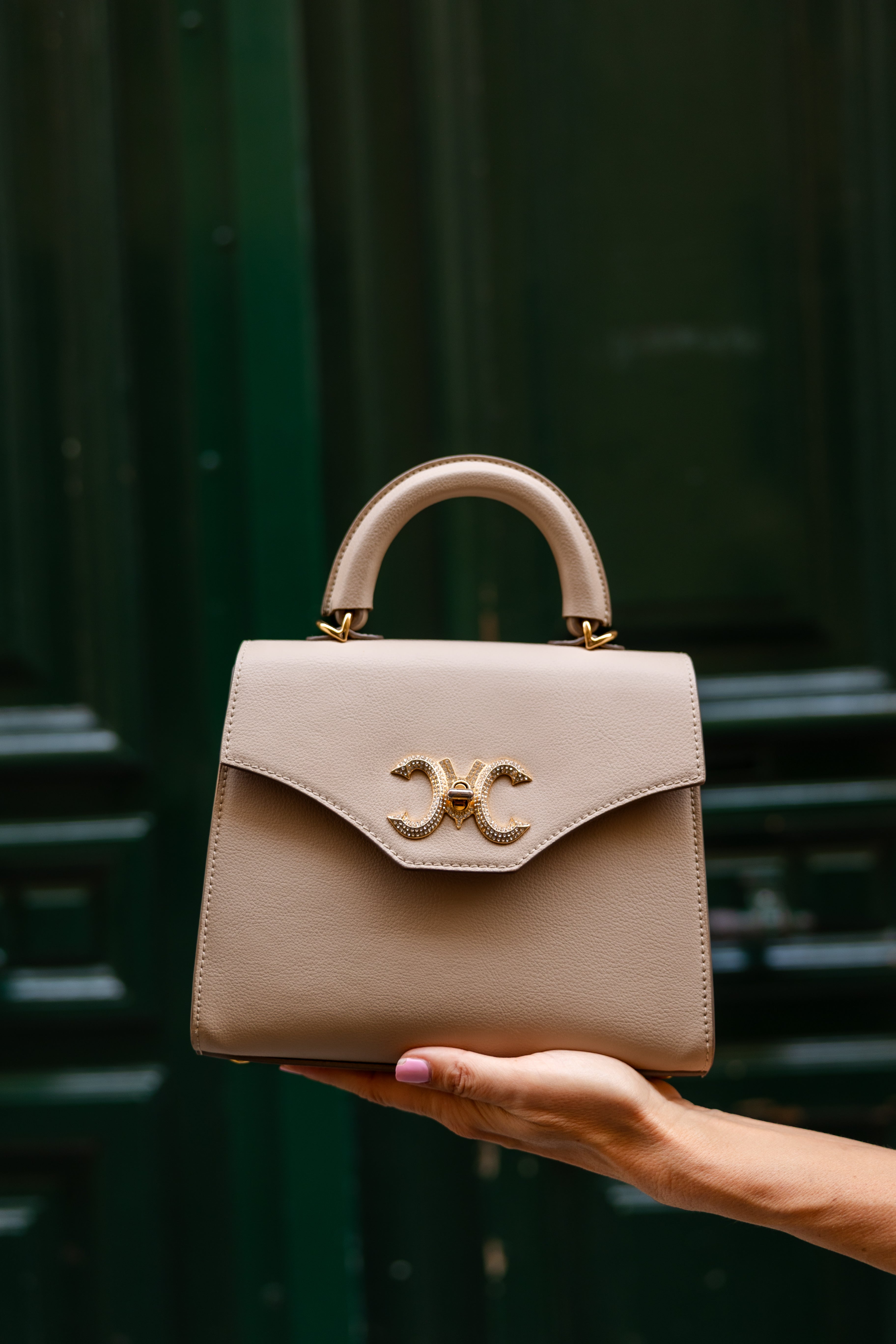 Renen BB Vegan Grape Skin Handbag with Gold Lock