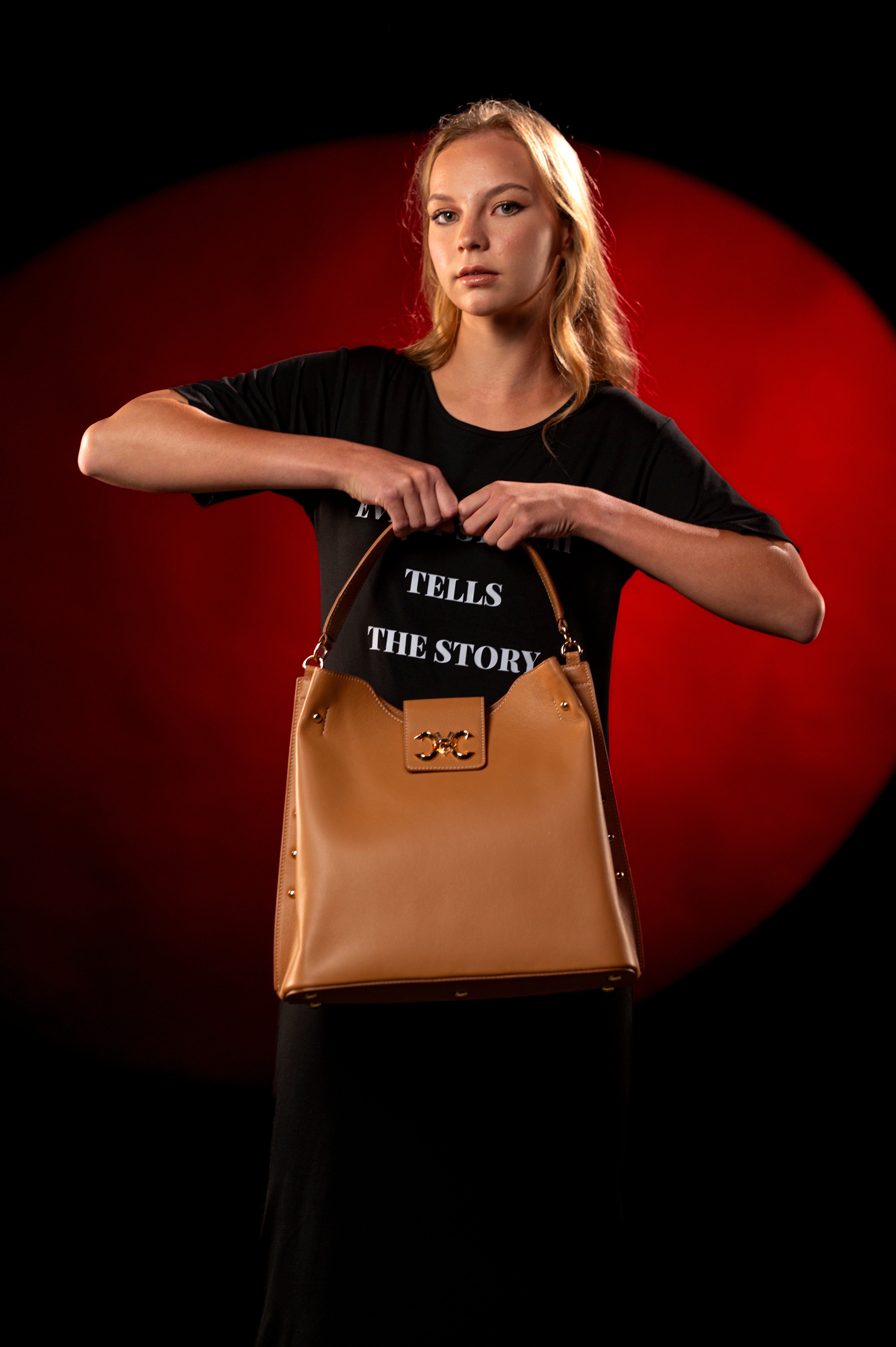 Pomana BB Italian Leather Handbag with Gold Lock