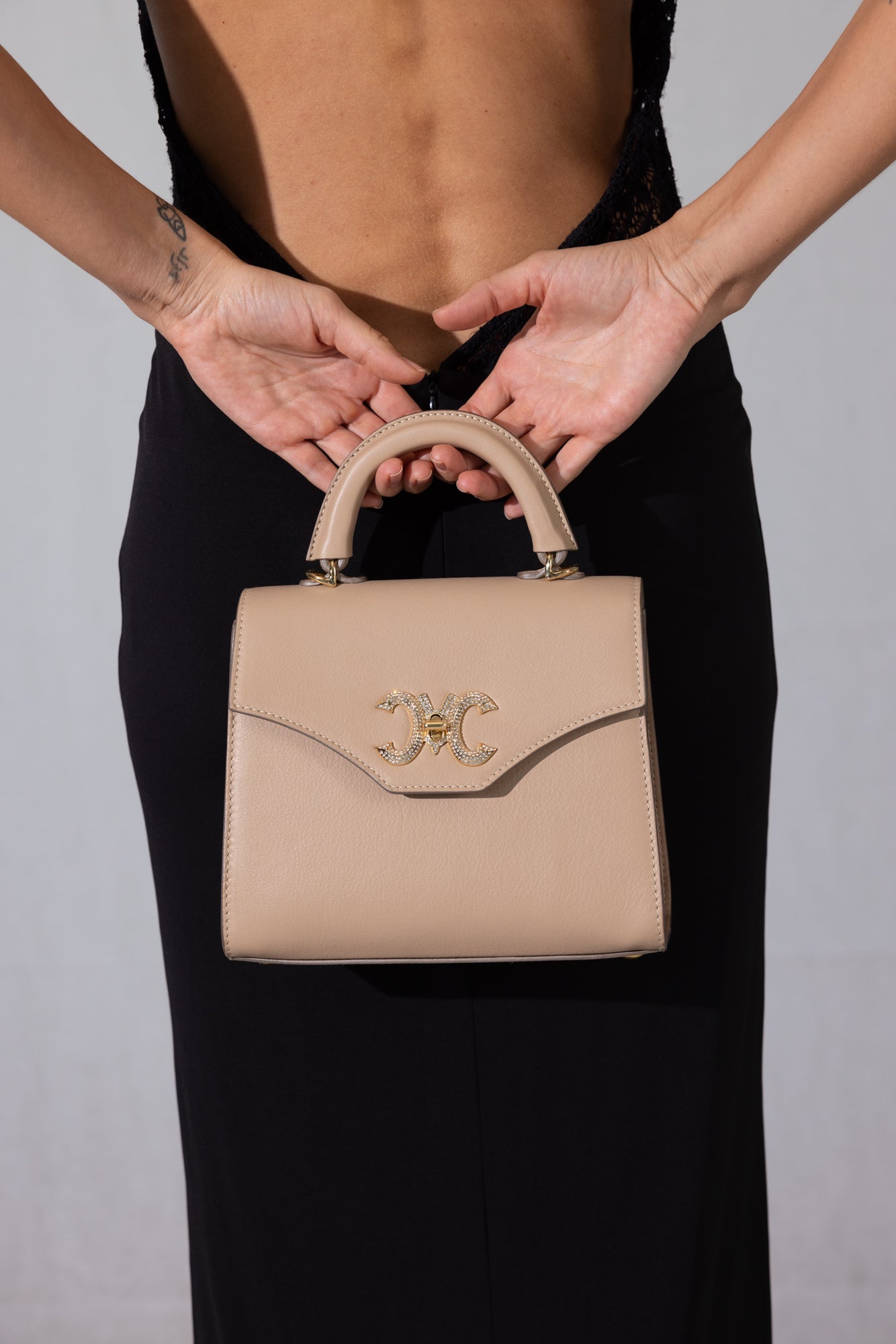 Renen MM Vegan Grape Skin Handbag with Crystal Lock