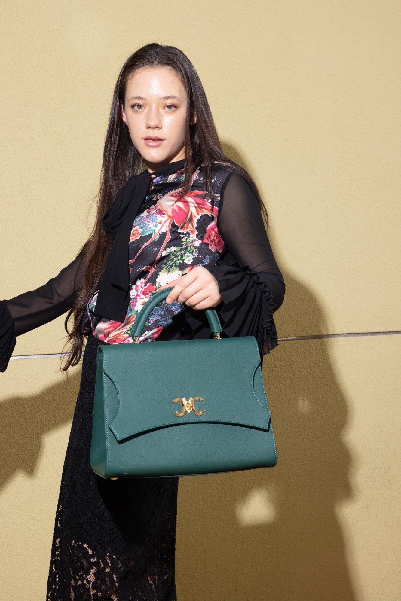 Paget BB Italian Leather Handbag with Gold Lock