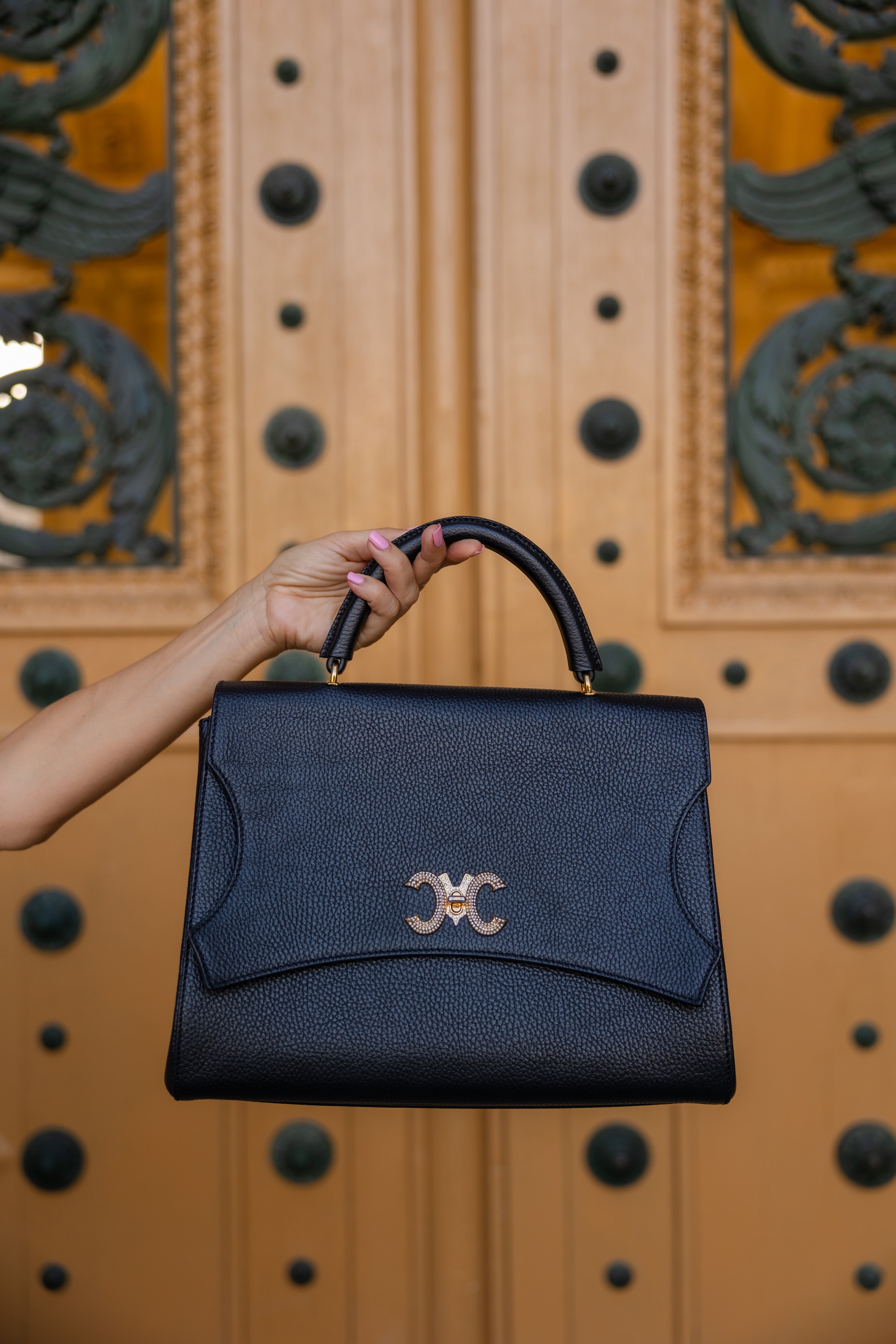 Paget BB Vegan Grape Skin Handbag with Gold Lock