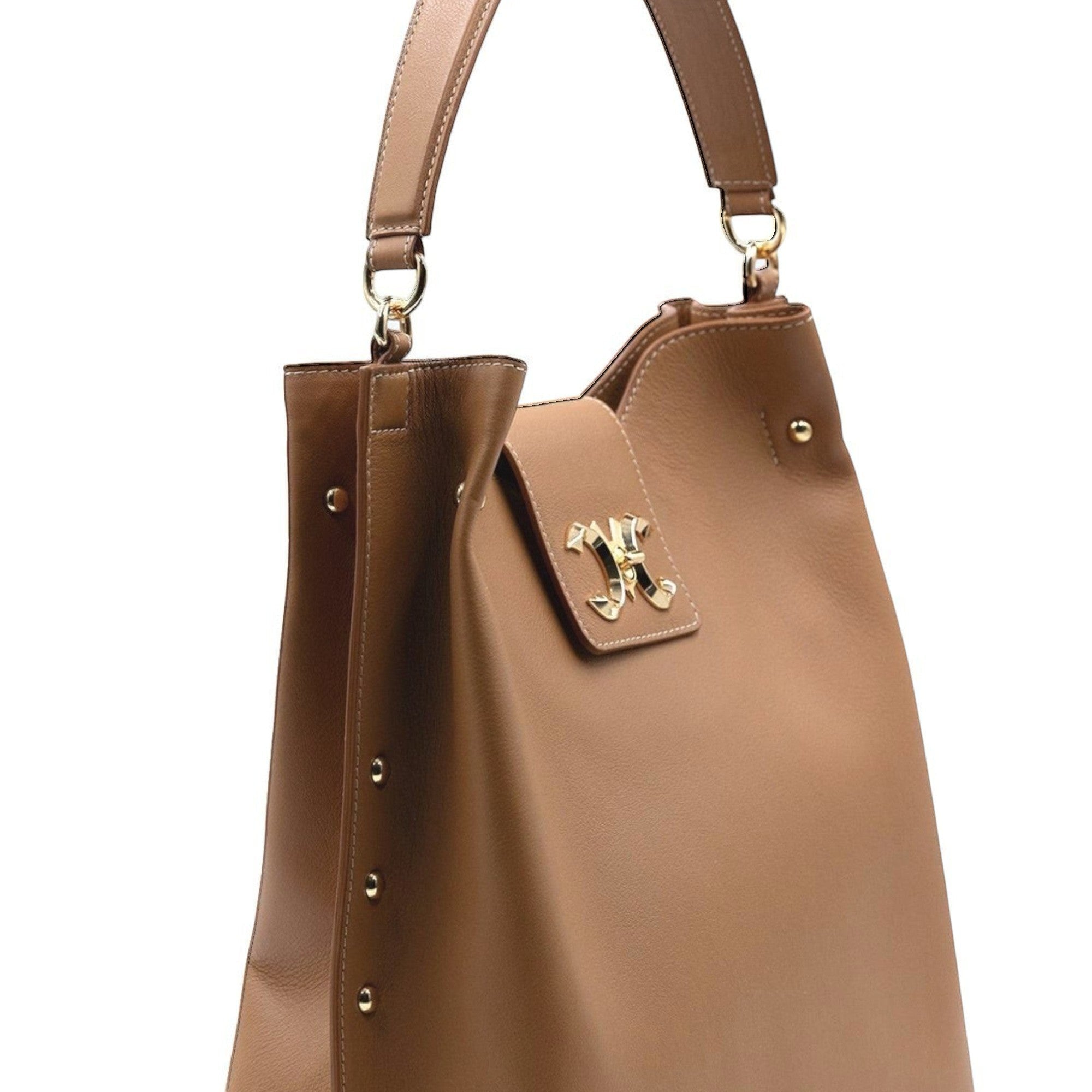 Pomana BB vegan grape skin leather bag with gold lock — Mariana Malni Dubai